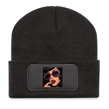 Amethyst Noire Retro Glamour Portrait - Recycled Patch Beanie - dark grey - Front