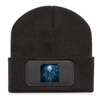 Traumfänger-Nacht-Talisman – Dunkle Fantasie - Recycelte Patch Beanie - Dunkelgrau - Vorne