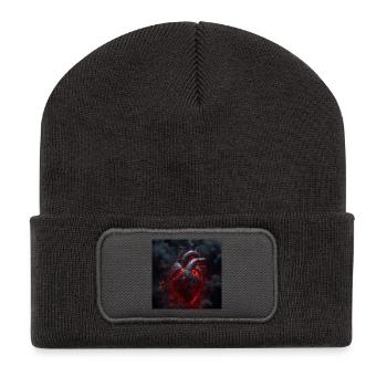 Cyberpunk Heart – Mechanical Biomechanics - Recycled Patch Beanie - dark grey - Front