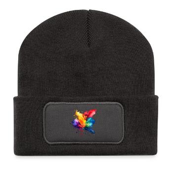 Explosion de peinture - Beanie recyclé à patch - charbon - Devant