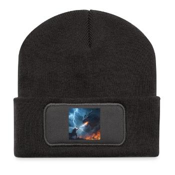 Clash with the Beast – Epischer Drachenkampf - Recycelte Patch Beanie - Dunkelgrau - Vorne