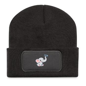 Happy Elephant Water Splash - Recycled Patch Beanie - dark grey - Front