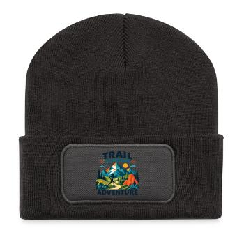 Aventure de course en sentier - Beanie recyclé à patch - charbon - Devant