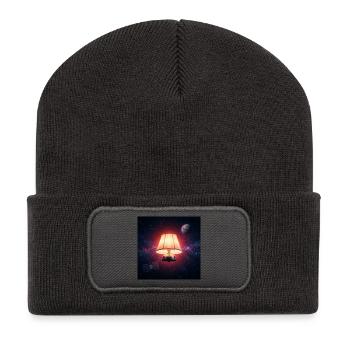 Lampe spatiale dans le cosmos - Beanie recyclé à patch - charbon - Devant