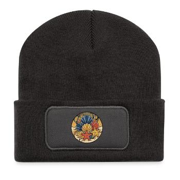Seashells Starfish Beach Marine Badge - Recycled Patch Beanie - dark grey - Front