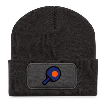 Table tennis, rackets, ball, table tennis tournament - Recycled Patch Beanie - dark grey - Front