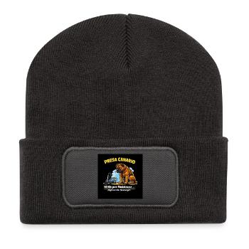 Presa Canario Muskelhund gegen Staubsauger - Recycelte Patch Beanie - Dunkelgrau - Vorne