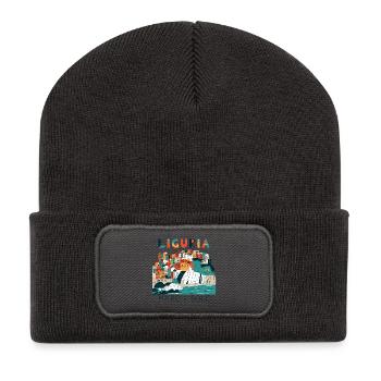 Liguria: Meer und Sonne - Recycelte Patch Beanie - Dunkelgrau - Vorne