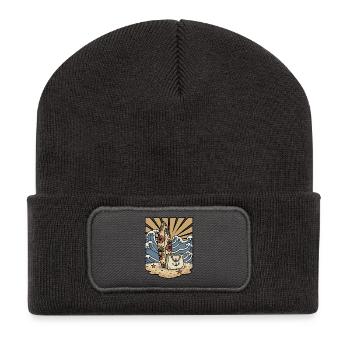 Surfboard Flowers Hibiscus Bag Beach Retro - Recycled Patch Beanie - dark grey - Front