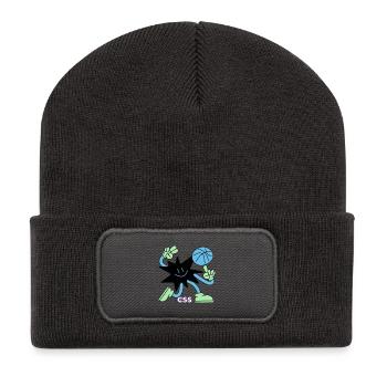 Moderner Cartoon-Basketballstar - Recycelte Patch Beanie - Dunkelgrau - Vorne