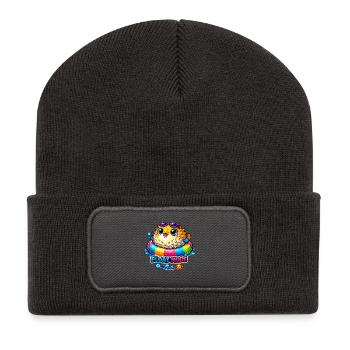 Poisson-globe en mode flottant - Beanie recyclé à patch - charbon - Devant