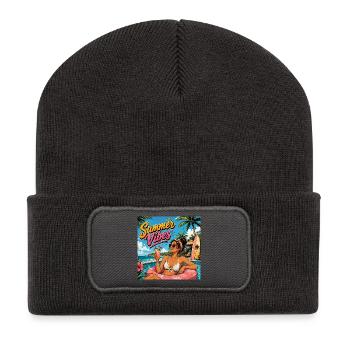 Summer Vibes  - Recycelte Patch Beanie - Dunkelgrau - Vorne