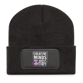 Creative Minds Are Rarely Tidy Funny Creative Logo - Recycled Patch Beanie - dark grey - Front