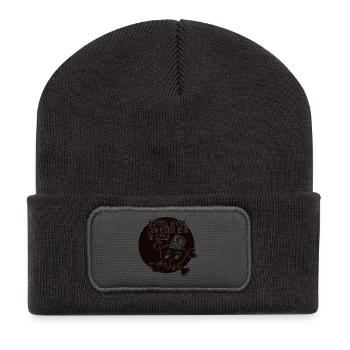 je stiller ich werde, desto lauter ist es in mir! - Recycelte Patch Beanie - Dunkelgrau - Vorne