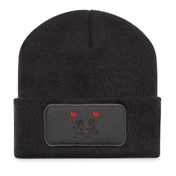 Verliebtes Paar - Recycelte Patch Beanie - Dunkelgrau - Vorne