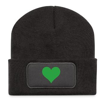 Cœur - Beanie recyclé à patch - charbon - Devant