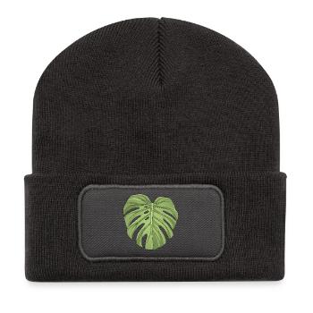 Monstera Leaf Unisex T-Shirt - Recycled Patch Beanie - dark grey - Front