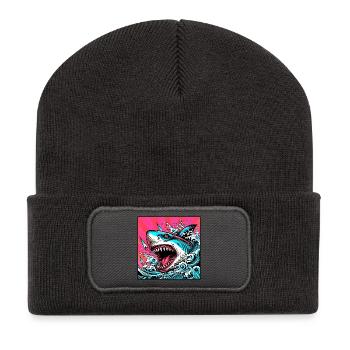 Requin - Beanie recyclé à patch - charbon - Devant
