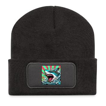 Requin - Beanie recyclé à patch - charbon - Devant