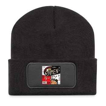 Ramen Design | Kanji | Japanische Schriftzeichen - Recycelte Patch Beanie - Dunkelgrau - Vorne