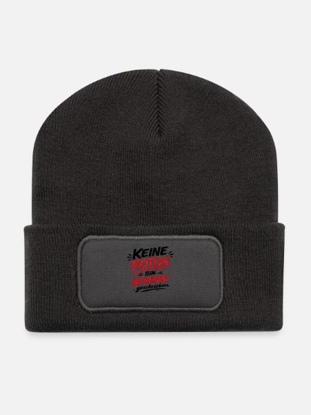 Keine Fotos Bin Krank geschrieben - Recycelte Patch Beanie - Dunkelgrau