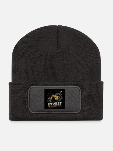 Aktien & Börse | Bullendesign - Recycelte Patch Beanie - Dunkelgrau