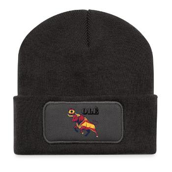 Art espagnol du taureau - Beanie recyclé à patch - charbon - Devant