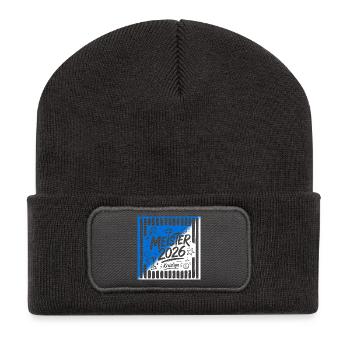 Tennis Meister 2026, Kreisliga Sieger blau weiß - Recycelte Patch Beanie - Dunkelgrau - Vorne