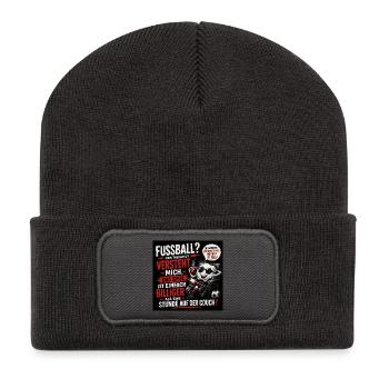 Fussballtherapie: Spiel auf der Couch - Recycelte Patch Beanie - Dunkelgrau - Vorne