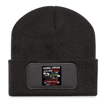 Fussball Therapie am Fernseher - Recycelte Patch Beanie - Dunkelgrau - Vorne
