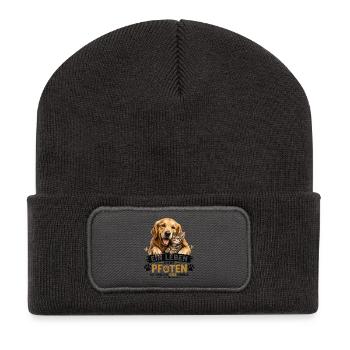 Leben mit Pfoten: Tierliebe Pur - Recycelte Patch Beanie - Dunkelgrau - Vorne