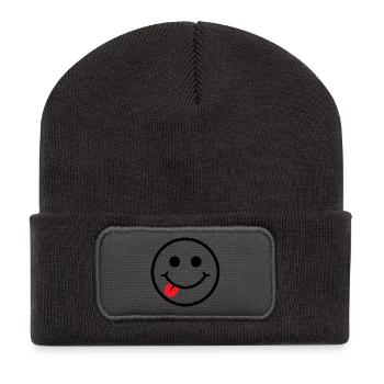 Smiley - Beanie recyclé à patch - charbon - Devant