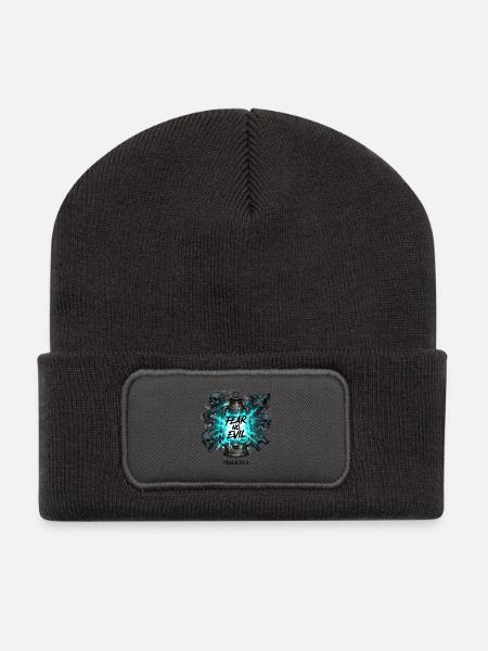 Fear No Evil - Psalm 23:4 - Christliche Streetwear - Recycelte Patch Beanie - Dunkelgrau