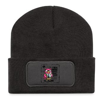 Morgenmuffel Büro-Eule im Anzug - Beanie recyclé à patch - charbon - Devant