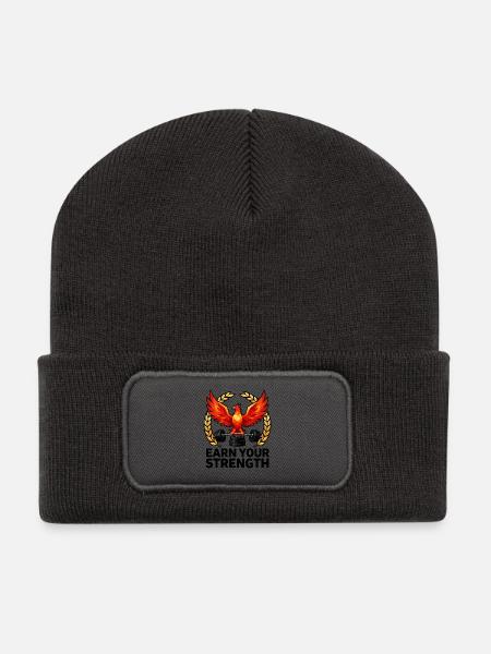 Phoenix Lifting Weights Emblem - Recycelte Patch Beanie - Dunkelgrau