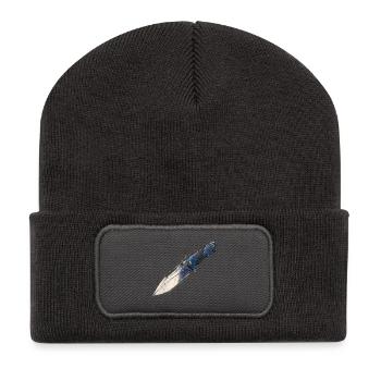 Dague esquissée à lame bleue - Beanie recyclé à patch - charbon - Devant