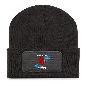 Fish Make Life Beta with Red Betta fish - Recycled Patch Beanie - dark grey - Front