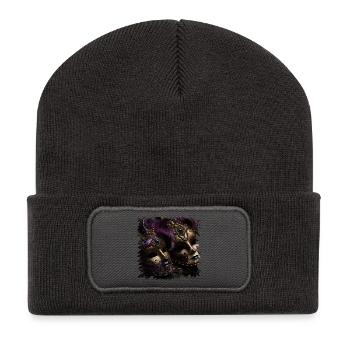 Splendeur du masque vénitien - Beanie recyclé à patch - charbon - Devant