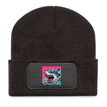 Requin - Beanie recyclé à patch - charbon - Devant