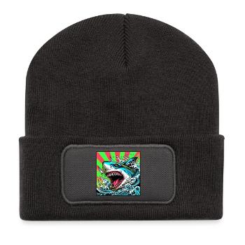 Requin - Beanie recyclé à patch - charbon - Devant