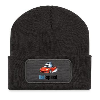 Haispeed | Cool cartoon shark in sports car - Recycled Patch Beanie - dark grey - Front