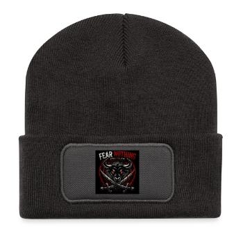 Stierkopf mit gekreuzten Schwertern - Recycelte Patch Beanie - Dunkelgrau - Vorne