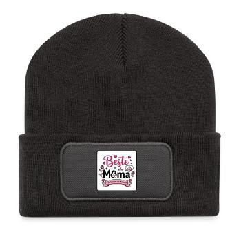 Beste Mama – Für Immer Im Herzen - Recycelte Patch Beanie - Dunkelgrau - Vorne
