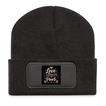 Amour, Loyauté, Pattes, Motif d’amour animal - Beanie recyclé à patch - charbon - Devant