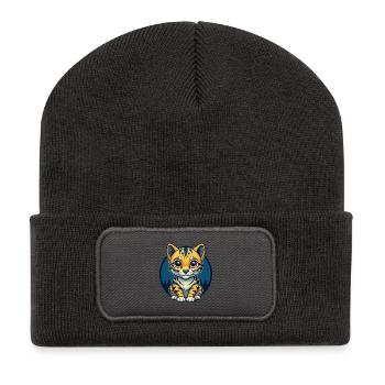 Mascotte Kawaii Logo clipart Logo de la mascotte Kawaii - Beanie recyclé à patch - charbon - Devant