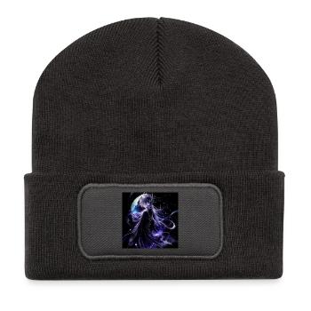 Celestial Moon Goddess Fantasy Art – Cosmic Purple - Recycelte Patch Beanie - Dunkelgrau - Vorne