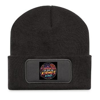 Ich bin ein Kirmes Kind - Recycelte Patch Beanie - Dunkelgrau - Vorne