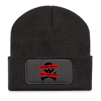 KEINEN BOCK AUF FASCHOS, NO NZS, NO AFD, SCHWARZ - Recycelte Patch Beanie - Dunkelgrau - Vorne