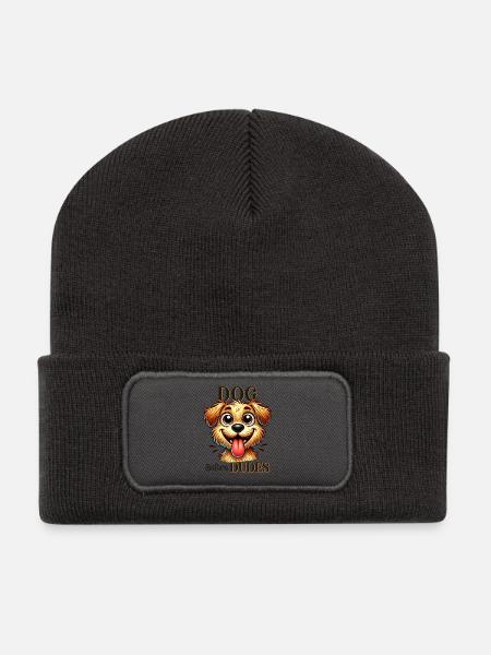 Hund B4 Dudes Goldendoodle Norfolf/Cairn Terrier - Recycelte Patch Beanie - Dunkelgrau