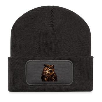Wächter Eule - Recycelte Patch Beanie - Dunkelgrau - Vorne